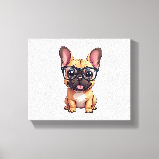 Franse buldog met bril canvas afdruk (Voorkant)