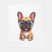 Franse buldog met bril fleece deken (Voorkant)
