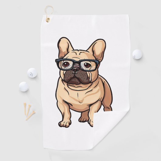 Franse buldog met bril golfhanddoek (Insitu)