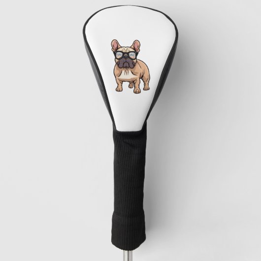 Franse buldog met bril golfheadcover (Voorkant)