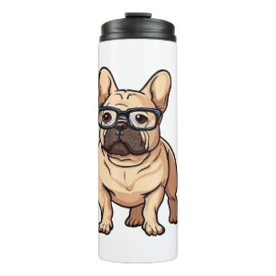 Franse buldog met bril thermosbeker