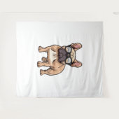 Franse buldog met bril wandkleed (Voorkant (horizontaal))