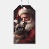 Franse buldog met sinterklaas feestelijke kerst cadeaulabel (Voorkant)