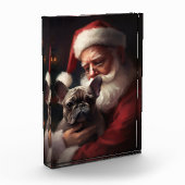 Franse buldog met sinterklaas feestelijke kerst fotoblokken (Links)