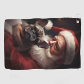 Franse buldog met sinterklaas feestelijke kerst golfhanddoek (Horizontaal)
