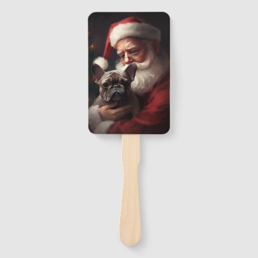 Franse buldog met sinterklaas feestelijke kerst handwaaier (Voorkant)