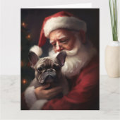 Franse buldog met sinterklaas feestelijke kerst kaart (Voorkant)