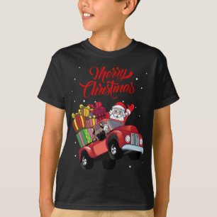 Franse buldog met sinterklaas in rode vrachtwagenh t-shirt
