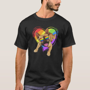 Franse buldog pride regenboog hart gay lgbt pride t-shirt