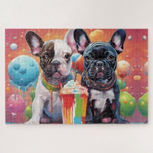 Franse buldog Puppies, milkshake Legpuzzel