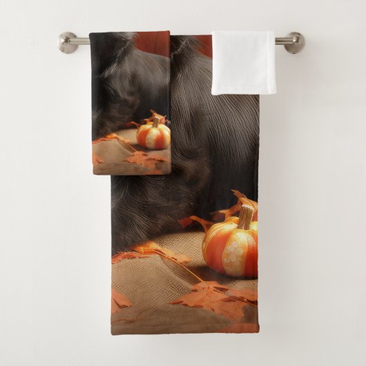 Franse buldog puppy herfst verrukking pompoen bad handdoek (Insitu)