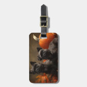 Franse buldog puppy herfst verrukking pompoen bagagelabel (Voorkant verticaal)