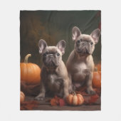 Franse buldog puppy herfst verrukking pompoen fleece deken (Voorkant)