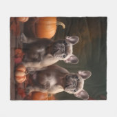 Franse buldog puppy herfst verrukking pompoen fleece deken (Voorkant (Horizontaal))