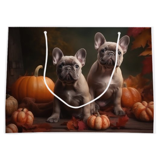 Franse buldog puppy herfst verrukking pompoen groot cadeauzakje (Voorkant)