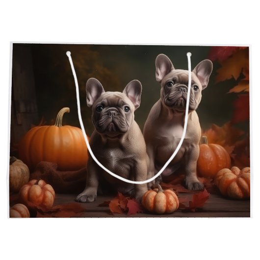 Franse buldog puppy herfst verrukking pompoen groot cadeauzakje (Achterkant)