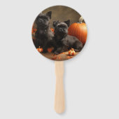 Franse buldog puppy herfst verrukking pompoen handwaaier (Voorkant)