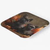 Franse buldog puppy herfst verrukking pompoen papieren bordje (Gebogen)