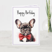 Franse buldog puppy hond verjaardag kaart (Voorkant)