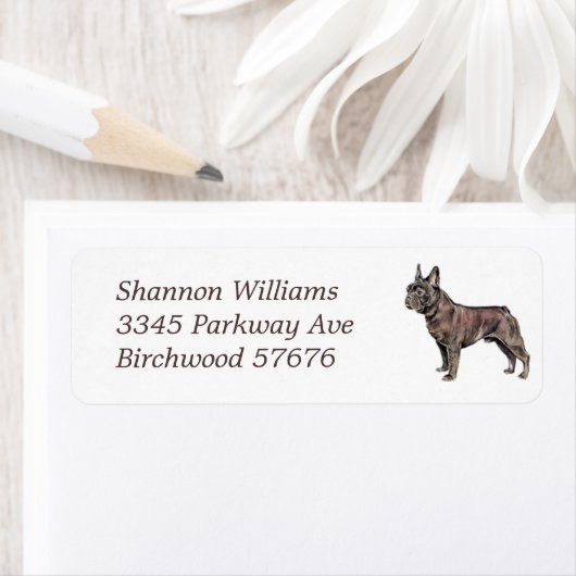 franse buldog retouradres-etiket etiket (Insitu)