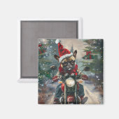 Franse buldog rijden motorfiets kerst magneet (Voorkant / Achterkant)