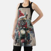 Franse buldog rijden motorfiets kerst schort (Insitu)