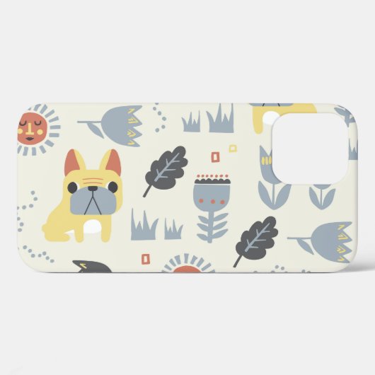 Franse buldog: Scandinavische herhaling van bloeme Case-Mate iPhone Case (Achterkant (horizontaal))