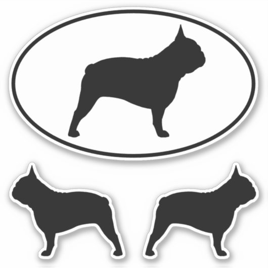 Franse buldog silhouetten franse Sticker set (Voorkant)