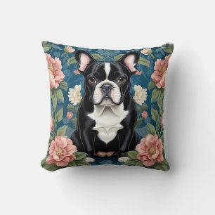 Franse buldog William Morris geïnspireerd Floral Kussen