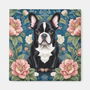 Franse buldog William Morris geïnspireerd Floral Magneet