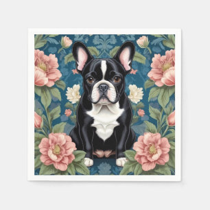 Franse buldog William Morris geïnspireerd Floral Servet