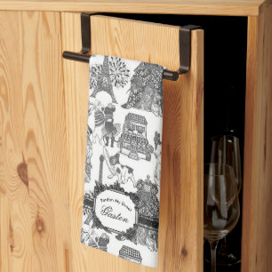 FRANSE BULDOG Zwart Toile Theedoek
