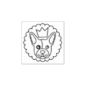 Franse bulgdog-hondloopkrooncirkel logo rubberstempel (Afrduk)