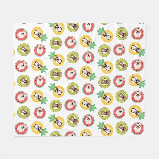 Franse bulgdogs in flessenpoelvloerpatroon fleece deken (Voorkant (Horizontaal))