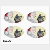 Franse Bull Dog en Santa Kerst sticker (Vel)