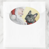Franse Bull Dog en Santa Kerst sticker (Tas)