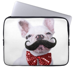 Franse bull dog puppy met snor laptop sleeve