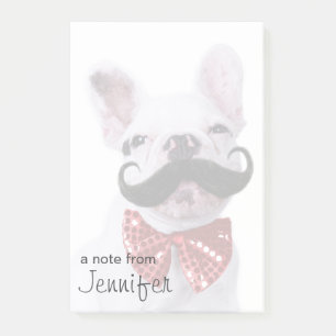 Franse bull dog puppy met snor post-it® notes