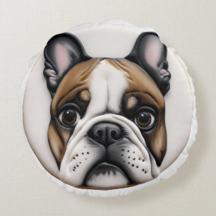 Franse Bulldog 3D geïnspireerd Rond Kussen