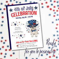 Franse Bulldog 4 juli feest BBQ uitnodiging