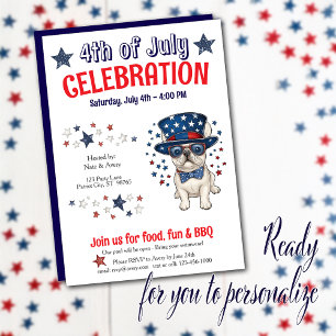Franse Bulldog 4 juli feest BBQ uitnodiging