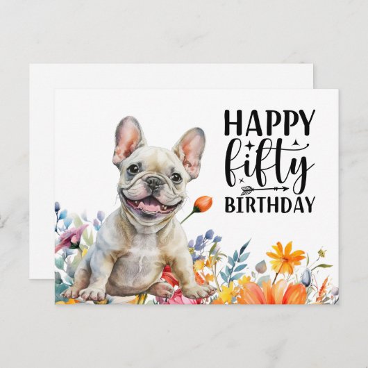 Franse Bulldog 50e Verjaardag Briefkaart (Voorkant / Achterkant)