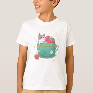 Franse Bulldog, Aardbeien & Cup Illustratie T-shirt