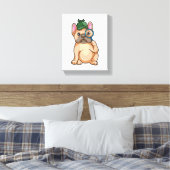 Franse bulldog als rechercheur met vergrootglas canvas afdruk (Insitu (Slaapkamer))