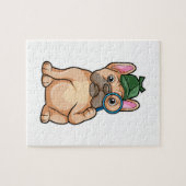 Franse bulldog als rechercheur met vergrootglas legpuzzel (Horizontaal)