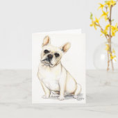 Franse Bulldog Art Note Kaart (Gele Bloem)