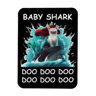 Franse Bulldog Baby Shark Doo Doo Doo Magneet