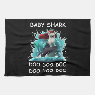 Franse Bulldog Baby Shark Doo Doo Doo Theedoek