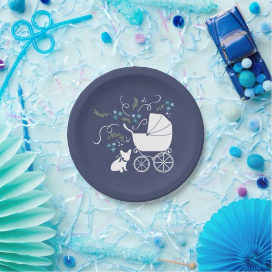 Franse Bulldog Baby shower Borden Papieren Bordje (Feest)
