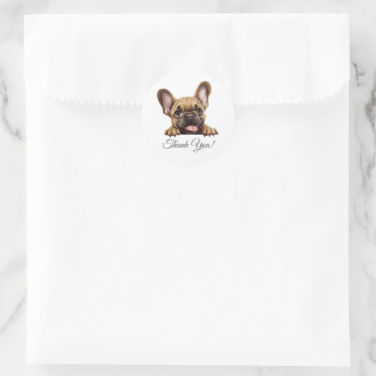 Franse Bulldog bedankt Ronde Sticker (Tas)